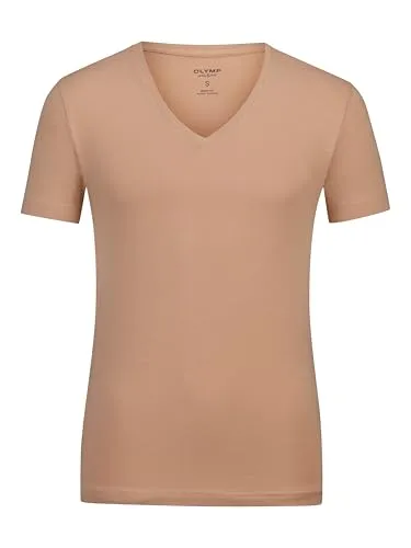 OLYMP Herren T-Shirt Langarm Level.Five - Einfarbig Caramel 24, XXL - Hochwertiges Langarm T-Shirt in Body fit für Herren, ideal für einen eleganten Look und perfekten Tragekomfort. Pflegeleicht und vielseitig kombinierbar.