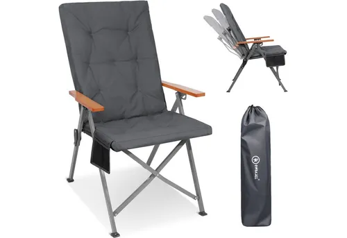 HOMECALL Campingstuhl Faltbar Hochlehner - Klappstuhl für Garten und Camping, 4,5 cm dick gepolstert für maximalen Sitzkomfort, bis 150 kg belastbar und 3-fach verstellbare Rückenlehne – ideal für entspannte Stunden im Freien.