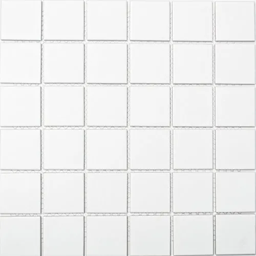 Mosaik Quadrat uni weiß matt Keramikfliese, Mosaikstein Format: 48x48x6 mm, Bogengröße: 306x306 mm, 10 Bögen