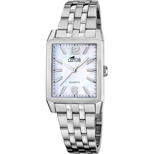 Lotus Damen Uhr 18985/1 Square Series - Elegante Armbanduhr für Damen mit rechteckigem Edelstahlgehäuse und beigem Zifferblatt. Wasserdicht bis 5 bar, ideal für stilbewusste Frauen.