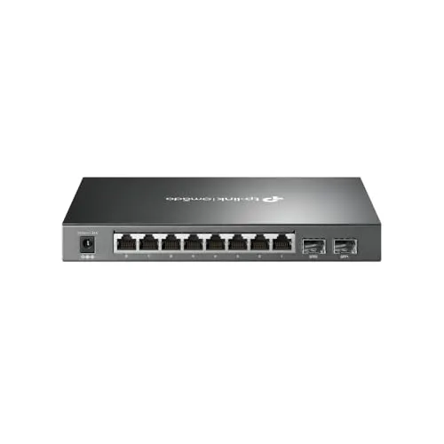 TP-Link Jetstream 8-Port Gigabit Smart PoE+ Switch with 2 SFP Slots, Supports 8 Gigabit PoE Ports, 58W Budget, Fanless (TL-SG2210P)