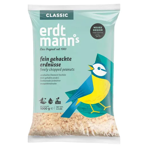 Erdtmanns Fein gehackte Erdnüsse 1 kg für Wildvögel, NEU