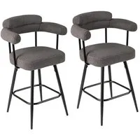 Costway Barhocker 2er Set Grau 360° Drehbar