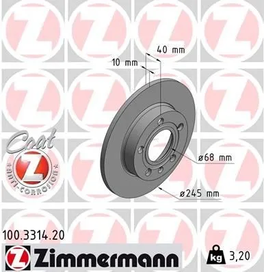 Zimmermann Bremsscheibe COAT Z 100.3314.20