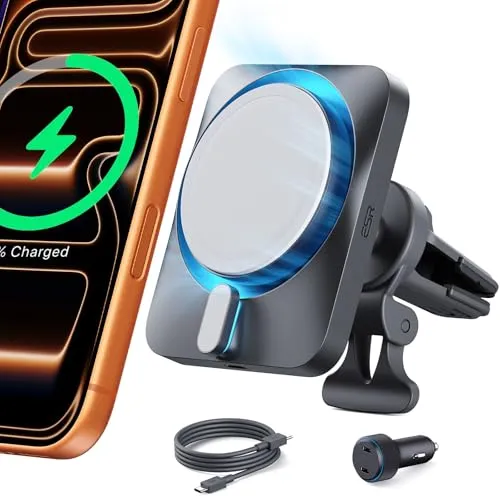 ESR für MagSafe Autohalterung Ladegerät mit CryoBoost, Handykühlung, Hergestellt für Apple-zertifizierte Ladegeräte, Magnet Handyhalterung Auto für iPhone Air/17/17e/16/15/14/13/12, S25/S26