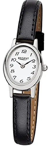 Regent F-1409 Damenuhr mit Lederband - Elegante Armbanduhr für Damen mit ovalem Edelstahlgehäuse, wasserdicht bis 3 Bar und präzisem Miyota Quarzwerk – perfekt für jeden Anlass!