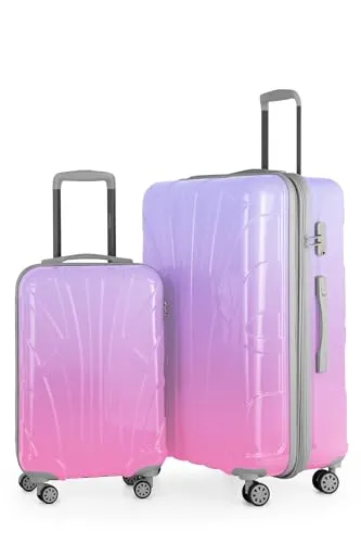 Suitline - 2-teiliges Koffer Set - Leichtes Handgepäck 55cm für alle Airlines + Check-In Reisekoffer 75cm, ABS/PC, glänzend, 4 Rollen, TSA Schloss, Sakura