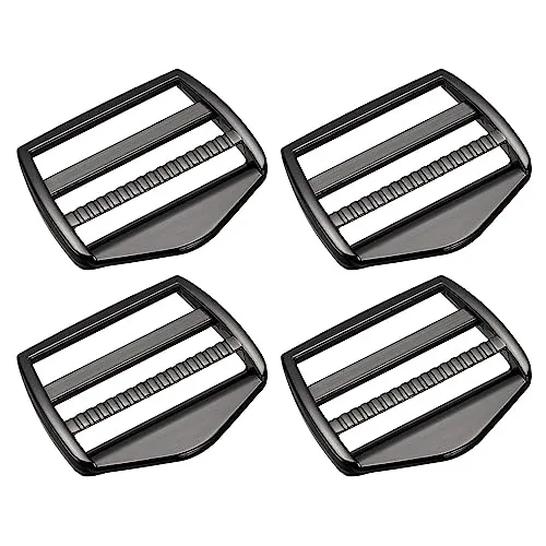 sourcing map 4Stk Metall Leiter Schnalle Gleiter Tri-Gleiter Metall Einstellbar Schnallen 38mm(1-1/2