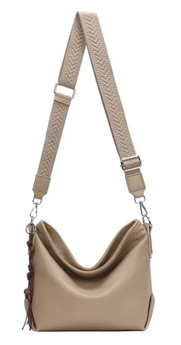 ITALYSHOP24 Schultertasche Damen Tasche Shopper HOBO Cross Over Body Bag Umhängetasche Weekender, große 3xFach geteiltes Hauptfach, Freizeit Abend Urlaub, Leder Optik