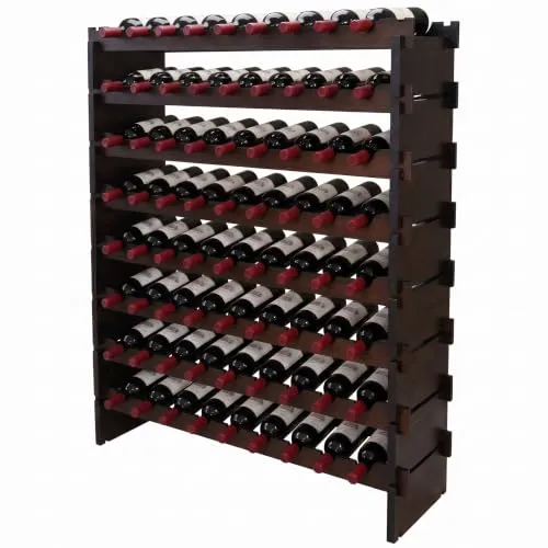 relaxdays Stapelbares Weinregal aus Bambus für 72 Flaschen