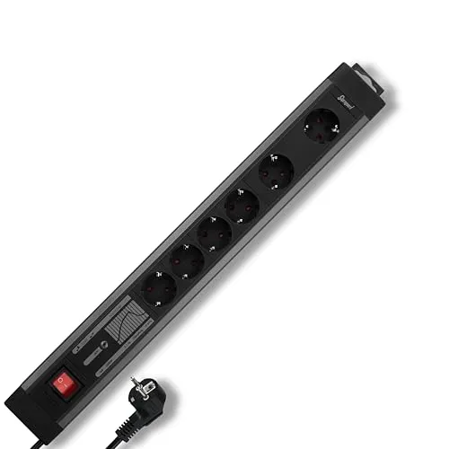 REV Steckdosenleiste 6-fach mit Schalter - Steckdosen & Zubehör - Mit erhöhtem Berührungsschutz, Überspannungsschutz und 3,30 m Kabellänge für sicheren Betrieb im Innenbereich.