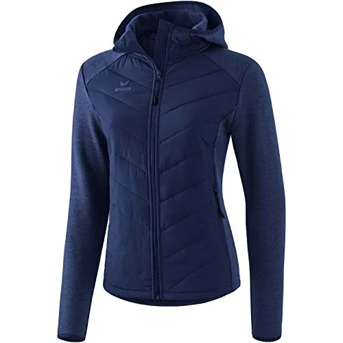 Erima Steppjacke Damen Function blau 36 - Funktionsjacke für Damen, elastisch und pflegeleicht, mit praktischen Reißverschlusstaschen und Kapuze - ideal für aktive Freizeitgestaltung.