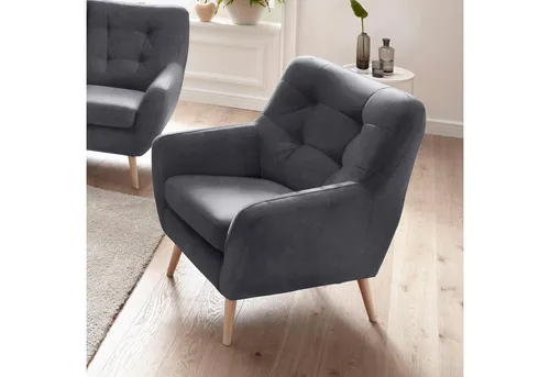 exxpo - sofa fashion Sessel Scandi, Loungesessel mit tollem Sitzkomfort, hochwertige Polsterung, bequem, hohe Holzfüße
