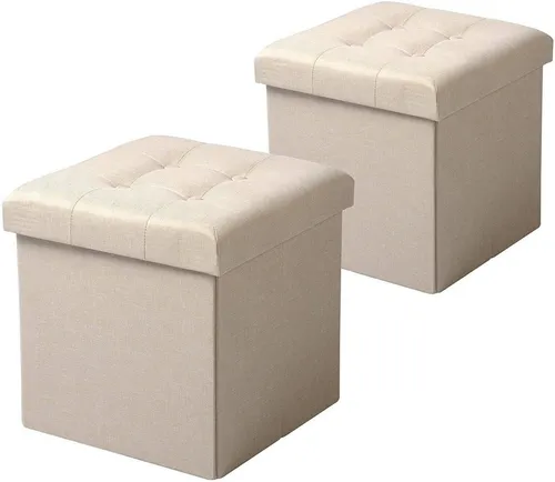 Woltu Sitzhocker 2er-Set mit Stauraum – Faltbare Sitzbank - Praktisches 2er-Set Sitzhocker mit 38L Stauraum, stabil und klappbar. Ideal für Wohnzimmer und Schlafzimmer, bietet Komfort und Platzersparnis!