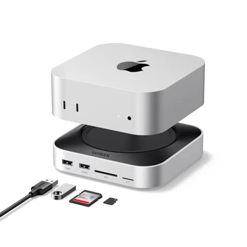 UGREEN Mac mini M4 Dock mit 8K DisplayPort - Dockingstation für tragbare Computer mit Dual-Monitor-Unterstützung und ultraschnellen 10Gbps USB-Anschlüssen für effizientes Multitasking und kreative Workflows.