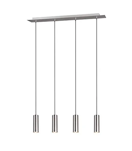 lightling modern Pendellampe Julie, 4-flammige Pendelleuchte nickel matt Metall, Esszimmer Küche Wohnzimmer, 4 x GU10 max. 35W, ø 6 cm, höhenverstellbar max. 150 cm, Breite 75 cm