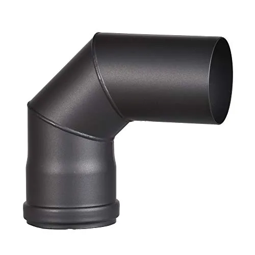 FIREFIX R100/B90 Pelletofenrohr-Bogen 90 Grad aus Stahl - Hochwertiger 90-Grad-Bogen aus 1,2 mm starkem Stahl, ideal für Pelletöfen. Mit geprüfter Qualität nach DIN EN 1856-2:2009 für sichere und zuverlässige Nutzung.