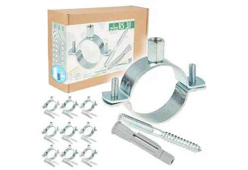 Tecuro - 10-er Kombi-set Schraubrohrschelle M8 Verzinkt 32-35 Mm, Inkl. Stockschraube M8 X 100 Mm Und Hohlraumdübel -10-er Kombi-set