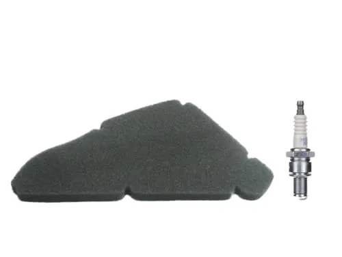 Luftfilter Matte + Zündkerze BR9ES passend für Gilera Runner 50, Piaggio NRG MC2 MC3 Power Purejet – Wartungsset für 50ccm 2-Takt Roller