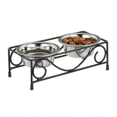 Hunde Napfset mit Halterung, 2x Fressnapf, Futternapf, Hundenapf, Futterstation