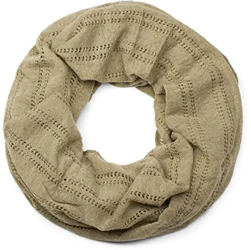 styleBREAKER Loop Schal mit Lochstrick Muster, Vintage Schlauchschal, Tuch, Unisex 01017045, Farbe:Moosgrau