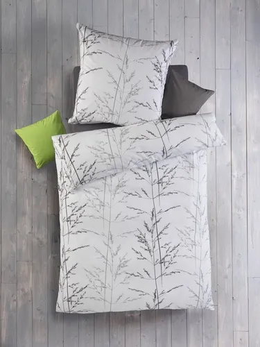 Optidream Bettwäsche Set Renforcé 135x200 cm – Gracia in Weiß/Hellgrau - Hochwertiges 2-teiliges Bettwäsche Set aus 100% Baumwolle Renforcé, ideal für erholsamen Schlaf. Mit verdecktem Reißverschluss und pflegeleicht, bietet es Komfort und Stil für jede Jahreszeit.