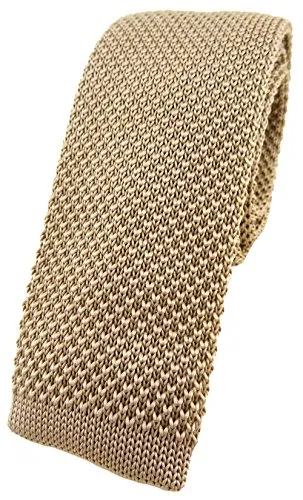TigerTie hochwertige Strickkrawatte in beige einfarbig Uni in beige von TigerTie