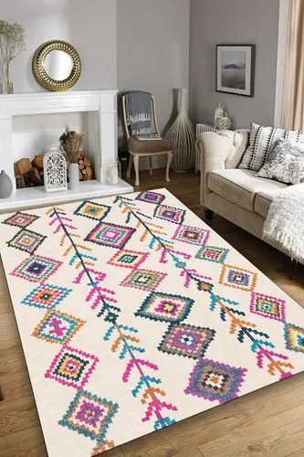 Wetterfester Teppich 100% Polyester 120 x 180 cm L1435 - Multicolor Teppich, ideal für den Innen- und Außenbereich, robust und pflegeleicht, bringt Farbe in Ihr Zuhause.