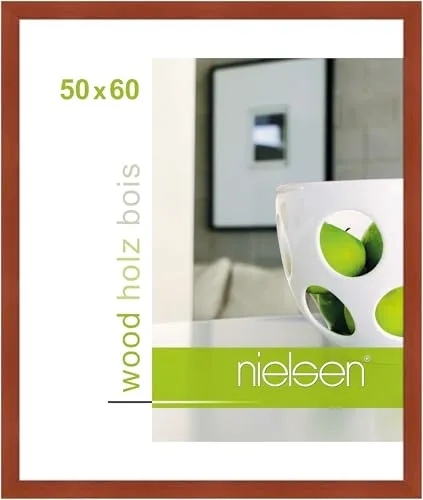 nielsen Bilderrahmen, 50 x 60 cm, Holz, Kirsche, Posterrahmen zum Aufhängen im Hoch- & Querformat, Echtglas, Essential