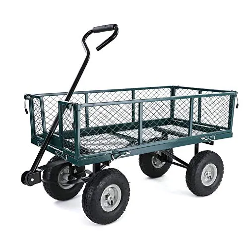 RAMROXX Bollerwagen Transport Gitterwagen - Bollerwagen mit klappbaren Seitenteilen, stabiler Stahlrahmen und bis zu 300 kg Tragkraft, ideal für den Transport von schweren Lasten.