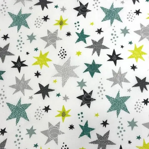 MAGAM-Stoffe Bunte Sterne Baumwollstoff Kinderstoff ÖKO-TEX Meterware 50cm (Grün)
