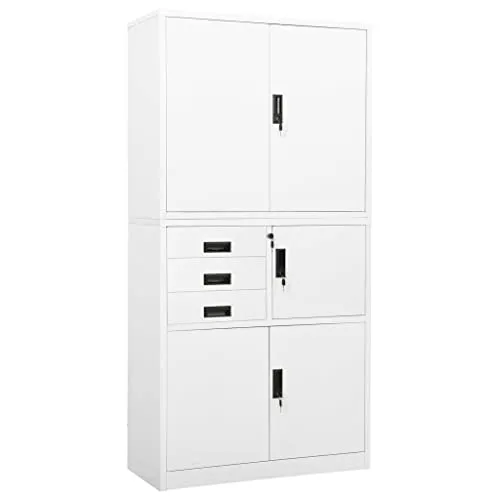 vidaXL Büroschrank Aktenschrank aus Stahl, 90x40x180cm - Schränke für das Heimbüro, langlebig und leicht zu reinigen, mit 3 verstellbaren Einlegeböden für optimale Aktenorganisation und sicherem Schließfach.