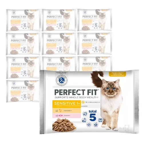 g Perfect Fit Katzenfutter Nassfutter Sensitive mit Huhn & Lachs 52 x 85 - Katzenfutter, speziell für empfindliche Katzen, reich an hochwertigem Huhn und Lachs für eine ausgewogene Ernährung.