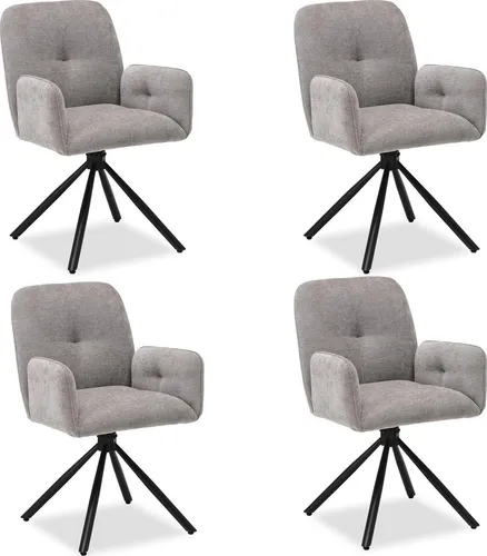 Homestyle4u Polsterstuhl 4er Set Esszimmerstuhl Drehbar Grau 3153
