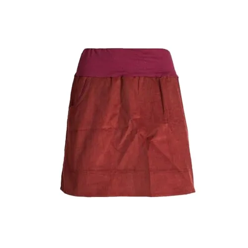 Vishes Damen-Cordrock mit breitem Bund & Taschen in Dunkelrot | Größe 3XL (44-46) | Handgefertigt aus 100% Baumwolle | Für warme & kalte Monate | Nachhaltige Alternative Bekleidung