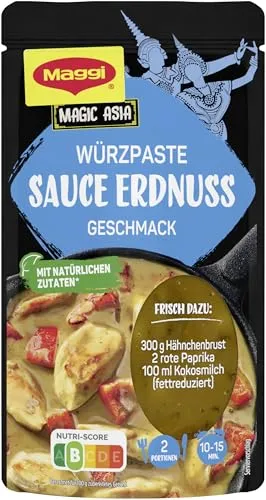 MAGGI Food Travel Würzpaste für Sauce Erdnuss Asian Style - Saucen, Erdnussgeschmack für indische Gerichte, einfach und frisch zubereitet mit natürlichen Zutaten, vegetarisch und ohne Konservierungsstoffe.