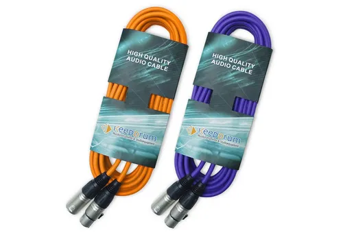 keepdrum Mikrofonkabel XLR 10m - 2 Stück in Orange und Lila - 2x keepdrum XLR Mikrofonkabel (10m) in auffälligem Orange und Lila für rauschfreie Klangübertragung, ideal für Live-Events und Studioanwendungen.