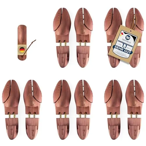 Blumtal Schuhspanner für Herren und Damen - Zedern-Holz Schuhdehner - Schuhspanner aus hochwertigem Zedern-Holz, verlängern die Lebensdauer deiner Schuhe und entziehen Feuchtigkeit. Inkl. Schuhlöffel und ergonomischem Spanngriff für einfachen Einsatz.