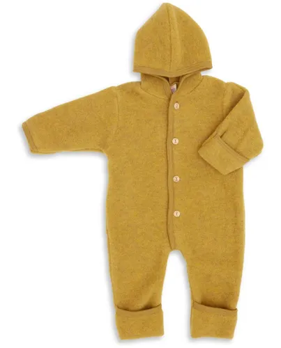 Kinderhaus Blaubaer Schlafoverall Baby-Overall mit Kapuze, Holzknöpfen & Mulltuch Blaubaer