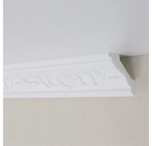 PROVISTON Stuckleiste Polystyrol, 53 x 53 x 2000 mm, Weiß, Deckenleiste, Kleben, Polystyrol, 1-St.