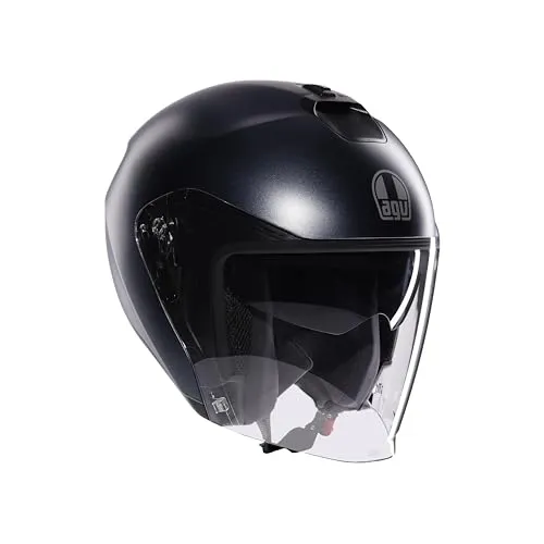 AGV IRIDES E2206 Motorrad Jet-Helmet - Unisex Motorradhelm mit kratzfestem Visier und UV-Schutz, ideal für Brillenträger und ausgestattet mit einem komfortablen, waschbaren Innenfutter.