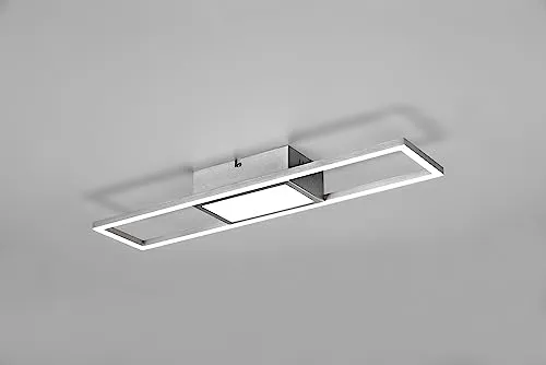 lightling Ricarda Deckenleuchte, Modern, mit LED-Leuchtmittel, Breite: 60 cm, Höhe: 6 cm, Länge: 13 cm, nickel matt, Metall, Fernbedienung, integrierter Dimmer, SMD, max: 22W