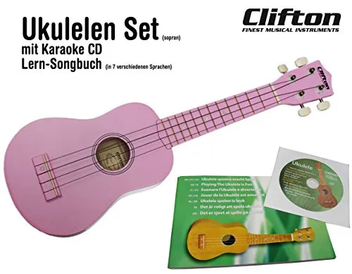 Clifton Ukulele-Set Pink mit Buch & CD