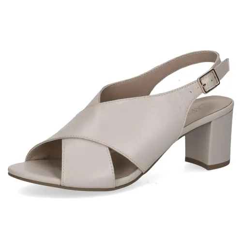 Caprice Damen Sandale mit Absatz aus Leder, Beige (CREAM PERLATO), 37 - Erleben Sie stilvollen Komfort mit der Caprice Sandale. Die innovative MEMOTION Technologie und der elegante Blockabsatz bieten sicheren Halt und eine feminine Silhouette. Ideal für warme Sommertage mit verstellbarer Schließe für optimale Passform.