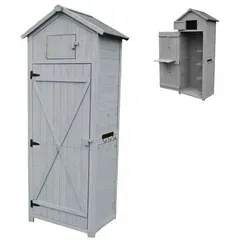 Relaxdays Gartenschrank aus Holz mit wetterfestem Dach - Praktischer Gartenschrank mit 3 Ablagen und klappbarem Tisch. Ideal zur ordentlichen Aufbewahrung von Gartengeräten und Schutz vor Witterungseinflüssen. Maße: ca. 180,5 x 75 x 50 cm.