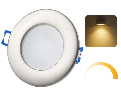 Sweet LED LED Einbaustrahler rund chrom IP44 6,5 Watt dimmbar, Dimmfunktion, LED fest integriert, 3000K, warmweiß, Deckenspots, Deckenstrahler, Einbauleuchten