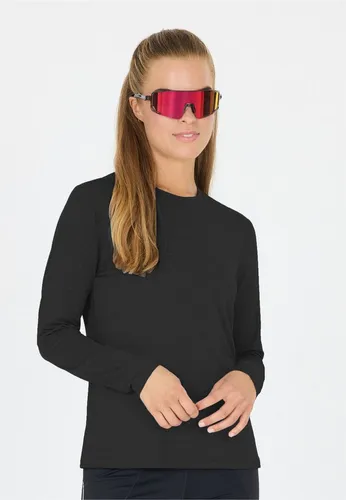 Endurance Damen Alvaly Melange L/S Tee schwarz - Stylisches langärmliges Shirt für sportliche Aktivitäten oder Freizeit. Das atmungsaktive Material sorgt für ein angenehmes Tragegefühl, während die elastische Passform optimale Bewegungsfreiheit bietet.
