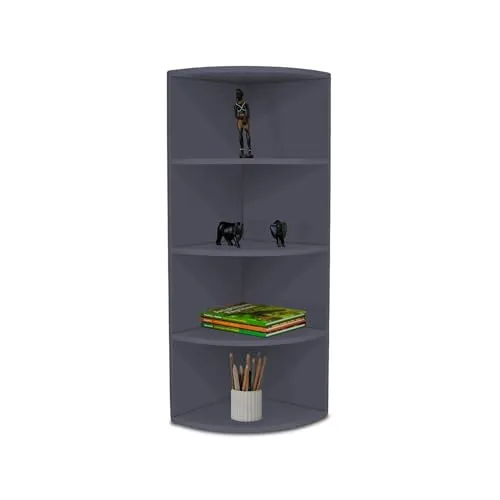 Eckregal Corner 120, Anthrazit - Stilvolles Bücherregal für jede Ecke - Regale - Eckregal Corner 120 mit 4 Fächern, ideal für kreative Deko und praktische Aufbewahrung in jedem Raum. Stabil und modern, aus robustem Holzwerkstoff.