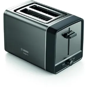 Bosch Kompakt Toaster DesignLine TAT5P425DE - 970 W, integrierter Edelstahl-Brötchenaufsatz, mit Auftaufunktion und Liftfunktion für perfektes Röstbild