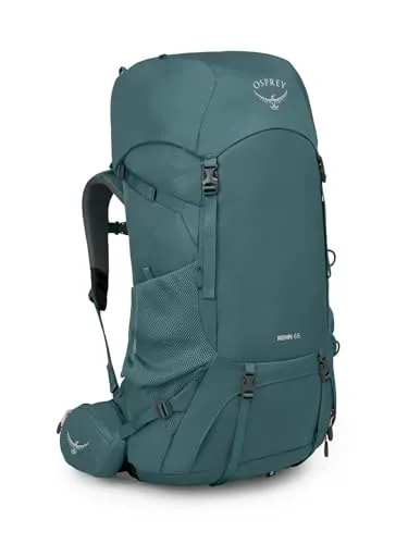 Osprey Renn 65 Wanderrucksack für Frauen - Cascade Blue/Melon Orange O/S - Rucksäcke, mit individuell einstellbarer Rückenplatte für besten Tragekomfort und integrierter Regenhülle für jede Wetterlage. Ideal für Abenteuer in der Natur!